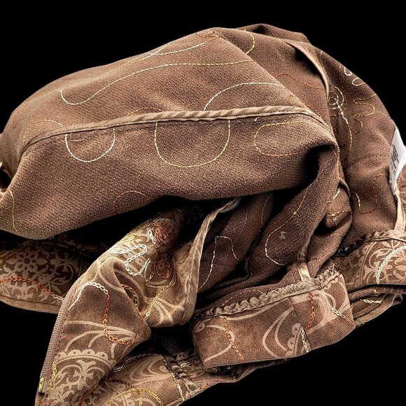 Brown Embroidered Paisley Zip-Up Jacket With High Collar & Back Buttoned details - Picture 9 of 15